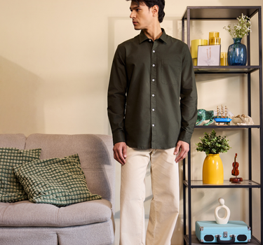 Olive Green Oxford Cotton Shirt