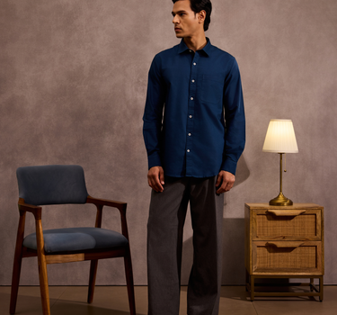 Dark Navy Blue Oxford Cotton Shirt