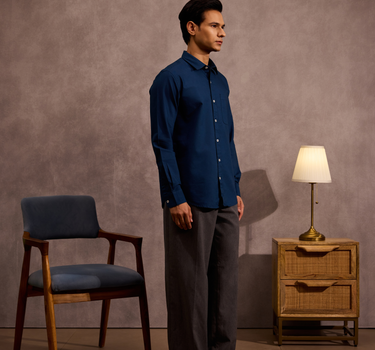 Dark Navy Blue Oxford Cotton Shirt