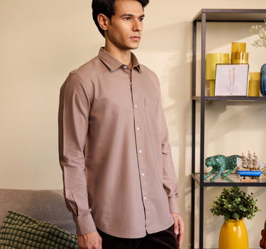 Coffee Brown Oxford Cotton Shirt