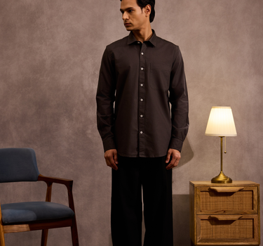 Charcoal Grey Oxford Cotton Shirt