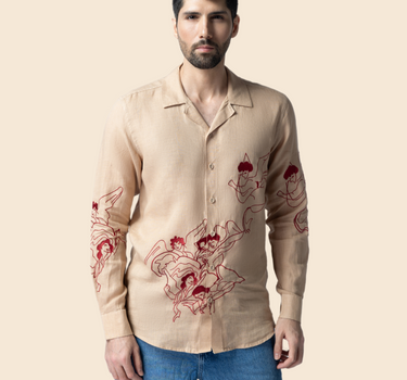 Modernist Reverie Embroidered Linen Shirt