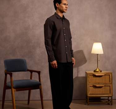 Charcoal Grey Oxford Cotton Shirt