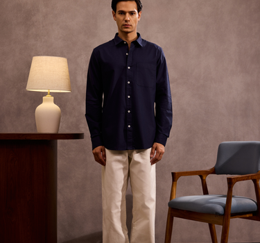 Dark Blue Oxford Cotton Shirt