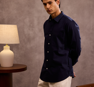 Dark Blue Oxford Cotton Shirt